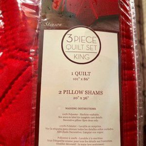 3 Piece King Size Red Quilt